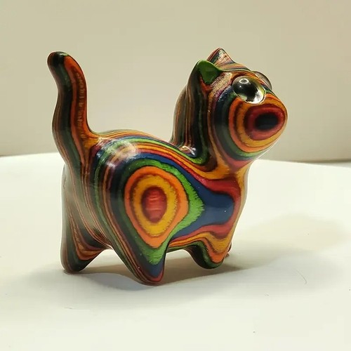 Painted wooden cat - cat, figurine