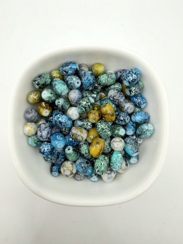 Jurassic painted glass bead - painted,