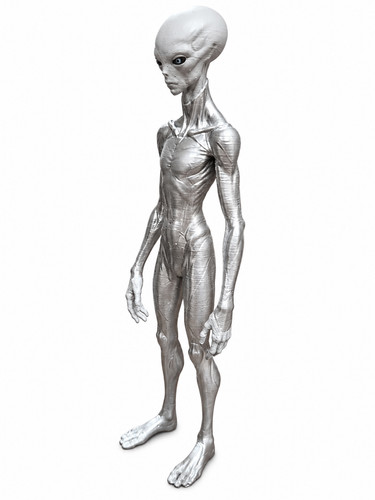 Tall white alien figurine 22cm - white,