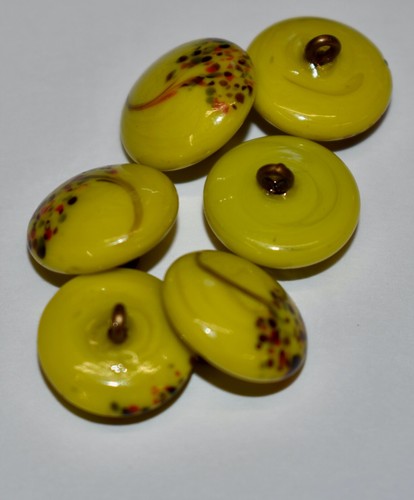 Vintage yellow glass buttons - vintage,