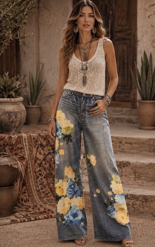 Oddi floral painted wide - painted,