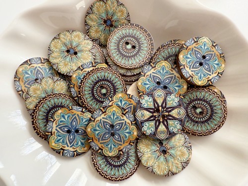 30pc blue vintage paint round - 30pc,