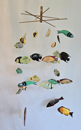 Wooden reef fish hanging - wooden,